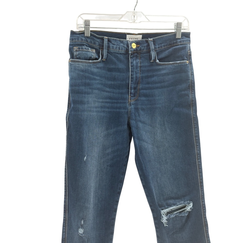 Frame Jeans Le Sylvie Crop Women‎ Size 28 Blue High Rise Distressed - Picture 3 of 11